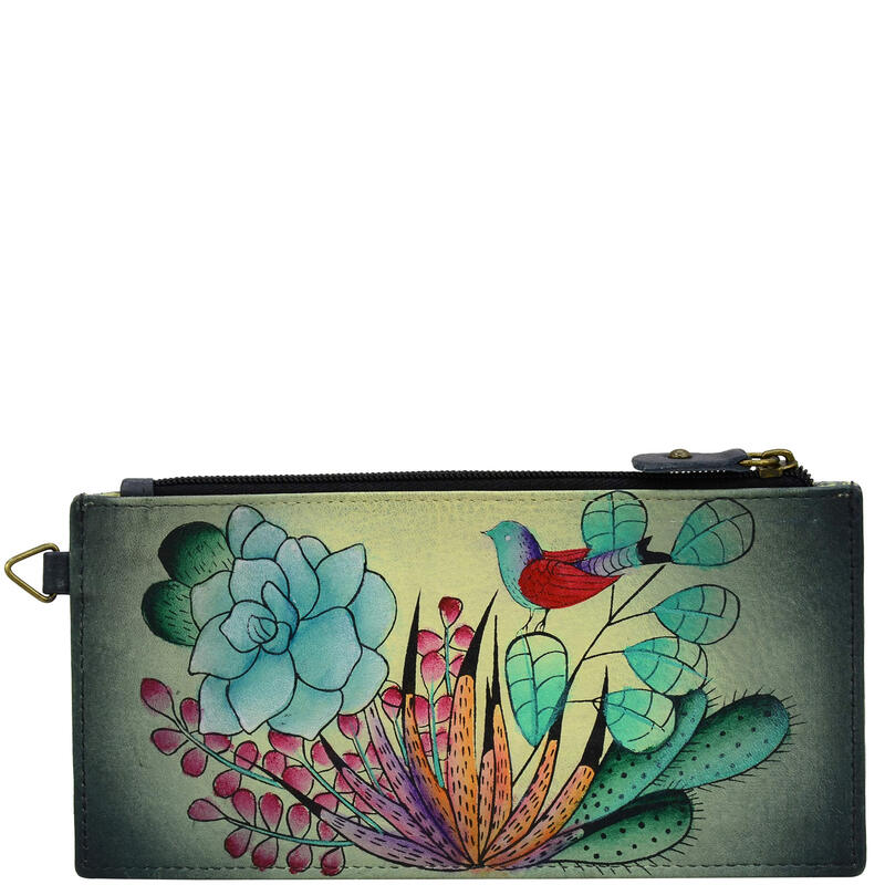 Anna by Anuschka Women's Hand-Painted Genuine Leather Storage Wallet, Succulent Dreams Succulent Dreams One Size