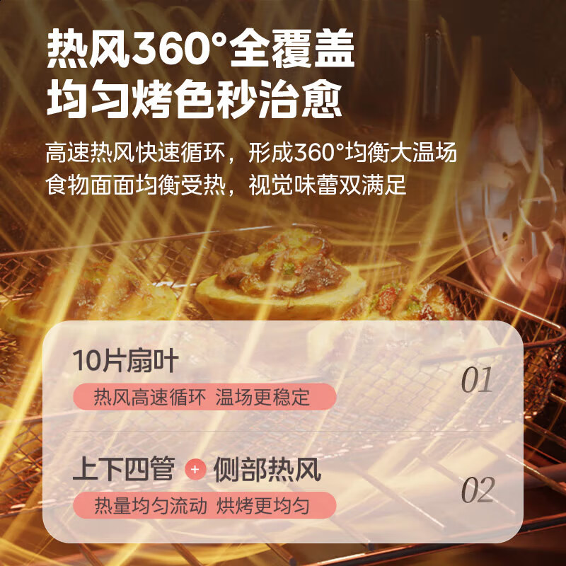 Midea Q40 household multifunctional electric oven professional baking large capacity no preheating hot air air frying oven enamel on all sides / color screen display / crisp