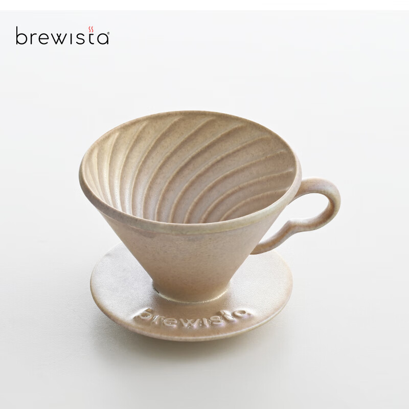 BREWISTA Ceramic Hand-brewed Coffee Filter Cup Single Hole V60 Filter Cup Spiral Pattern Drip Coffee Filter Cup Equipment Coral Color 1-2cups