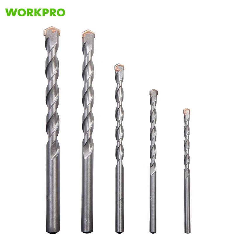 Wankebao (WORKPRO) electric drill household impact drill bit round handle impact masonry brick wall concrete drilling bit set 5 pieces