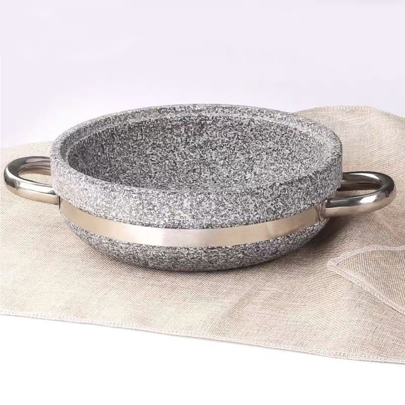 Yuhua stone pot, hot pot, soup pot, stone pot with double ears and glass lid, stone pot fish stone pot, outer diameter 18cm*height 8cm, lid 1ml