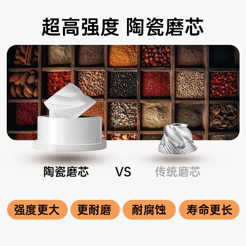 JCZS German brand pepper grinder electric powder machine ultra-fine black pepper particles Sichuan peppercorn sea salt automatic seasoning bottle rechargeable electric grinder