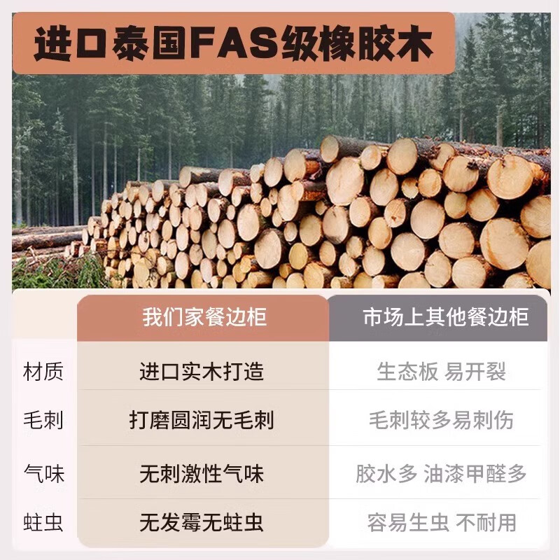 Qiuke solid wood sideboard integrated wall cabinet tea cabinet side cabinet living room storage cabinet walnut cabinet kitchen cabinet