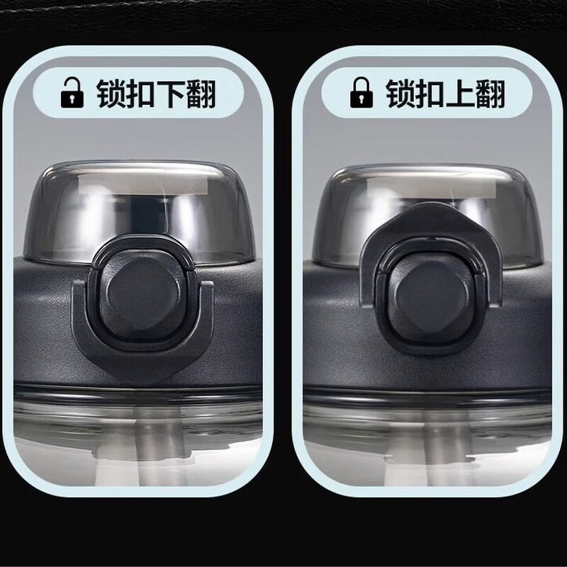 Poppy Bear tons of tons of large-capacity water cups men's sports fitness kettle high temperature resistant summer bucket big belly cup tons of buckets black iron black + cup brush 1800ml