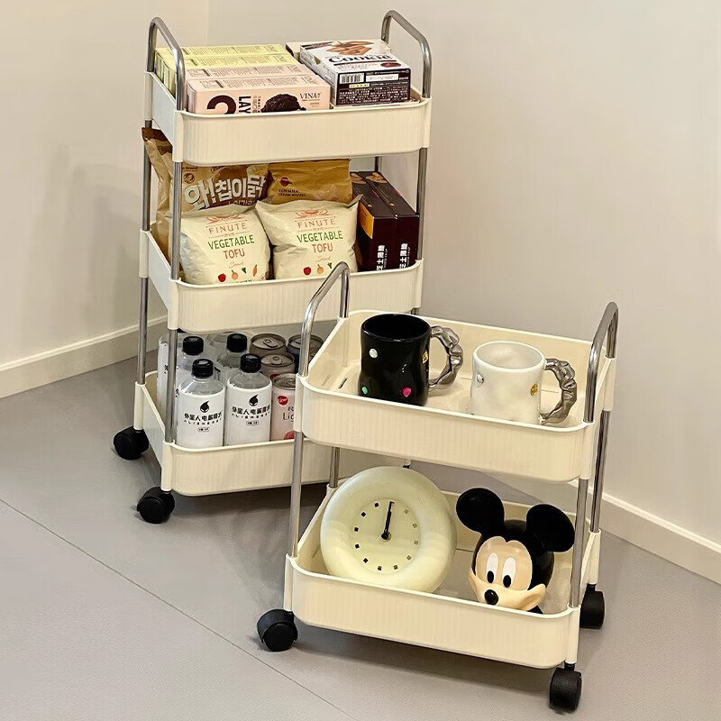 Zhuobo rack floor-standing removable snack rack living room storage rack bathroom bathroom storage rack SJ12 white two-layer