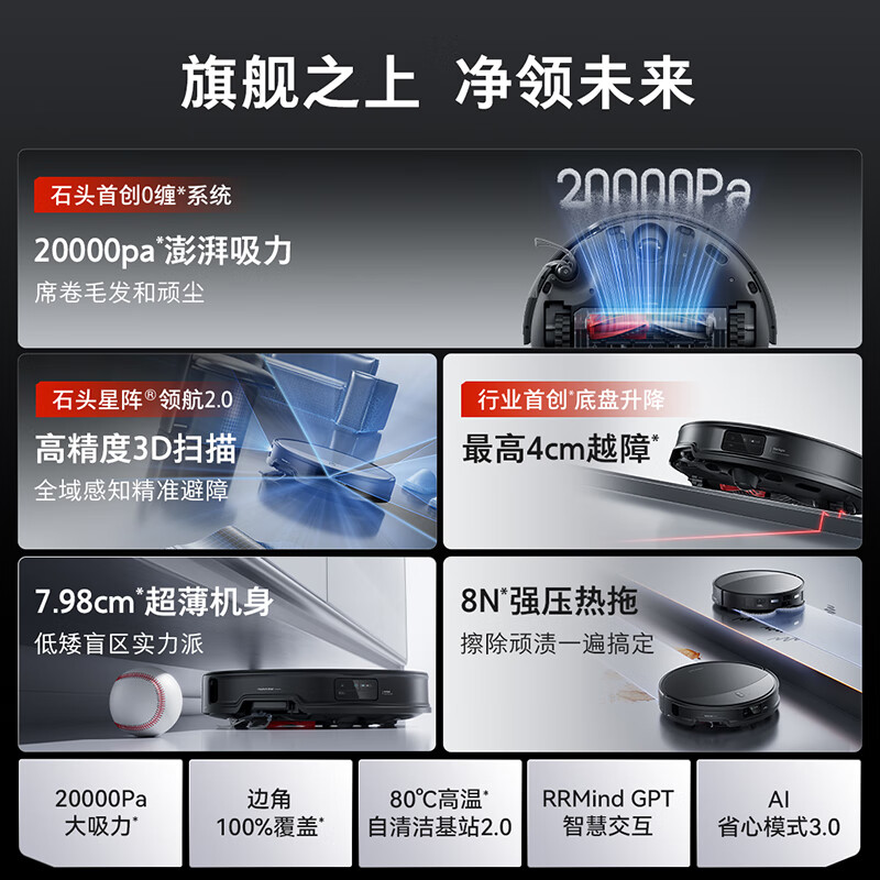 Roborock sweeping robot all-in-one sweeping and mopping machine G30 U All-in-one sweeping, mopping, washing and drying machine Automatic dust collection hot water washing mop drying and rehydration mopping G30 U