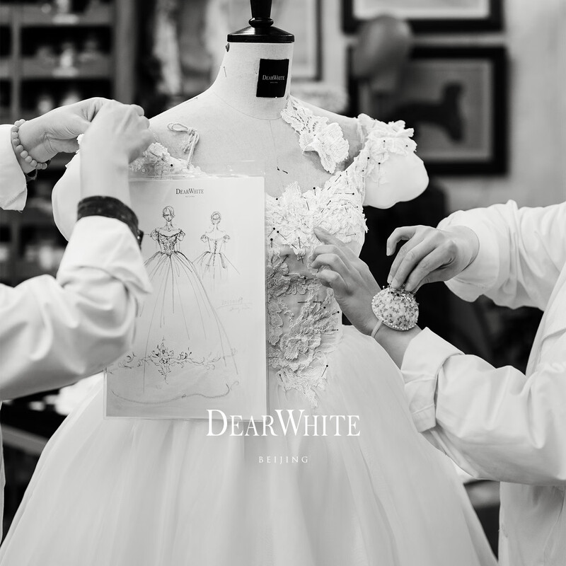 DEARWHITE Original <Instant Flower> Heavy Lace Wedding Dress Main Gown Bridal High-Level French Engagement Dress for Women Instant Flower丨Ready Stock M (170)