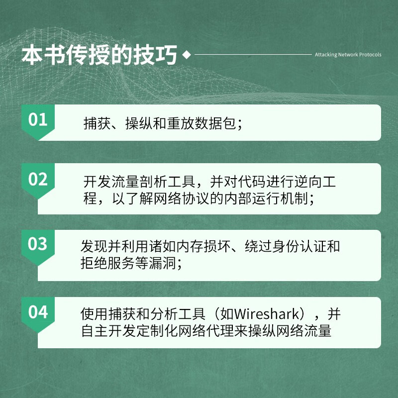 Attacking network protocols, discovery + utilization + protection of protocol vulnerabilities, artificial intelligence AI vulnerability mining, computer network technology books, produced by Asynchronous Books