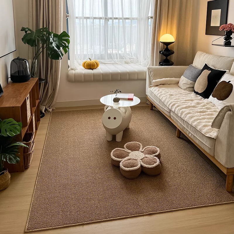 Bangyuan Imitation Sisal Carpet Customized Japanese Living Room 2025 New Light Luxury Sofa Cushion Studio Photography Floor Mat Cat Scratching Mat Large Grain Pineapple Pattern-Camel-Cotton Linen Bottom Customized