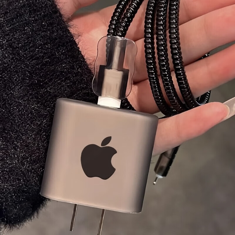 Youshu is suitable for Apple 16promax charger typec anti-breakage all-inclusive transparent protective sleeve winding rope iPhone15plus data cable 20W anti-breakage universal QC Apple 15/16 full model transparent black Apple logo-set