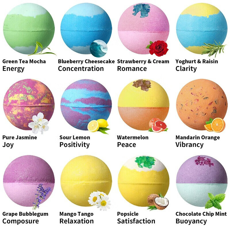 LUSH's preferred explosive bath salt balls 64g bath salt bubble bombs 12 colors bath bombs bubble balls 24 fixed 12 flavors 2 each 64g/each