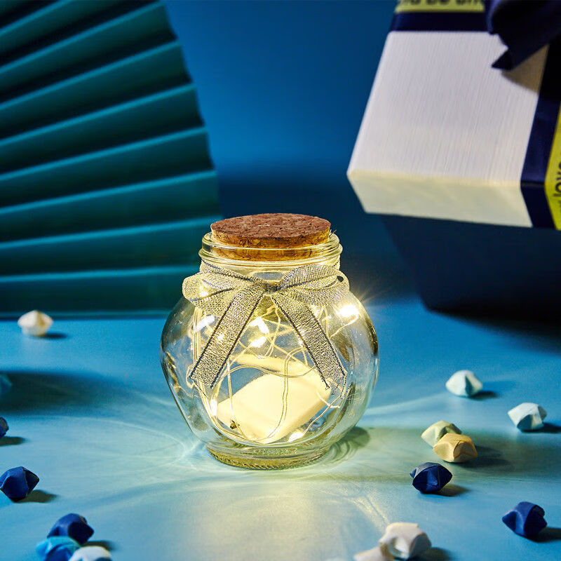 LZJV Lucky Star Bottle Shell Glass Jar Cork Wishing Bottle Star Finished Drift Bottle Creative Teacher's Day Gift Collection Send Light Medium Bottle Empty Bottle