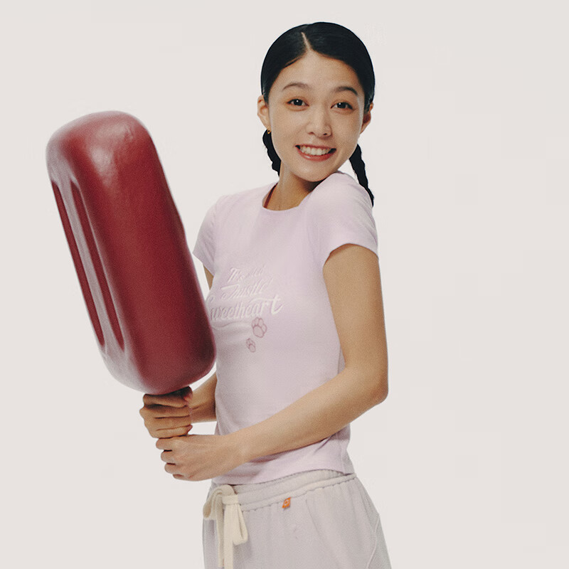 NEIWAI inside and outside orange label Disney Zootopia cooperation series Zhang Xiaowan's same style good elastic cotton right shoulder T-shirt for women regular style - Claw Pink M