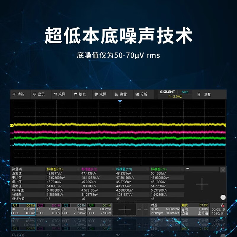 Dingyang oscilloscope SDS802/04/12/14/22/24X HD12bit high-resolution oscilloscope probe 2G sampling rate SDS802X HD (70M/dual channel/2G sampling)