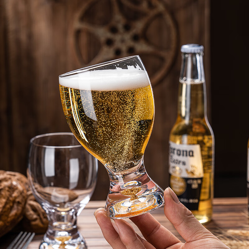 Lugaris gold foil beer mug large capacity household light luxury high-value special craft beer mug set crystal glass gold foil slim waist 330ml/2 pieces