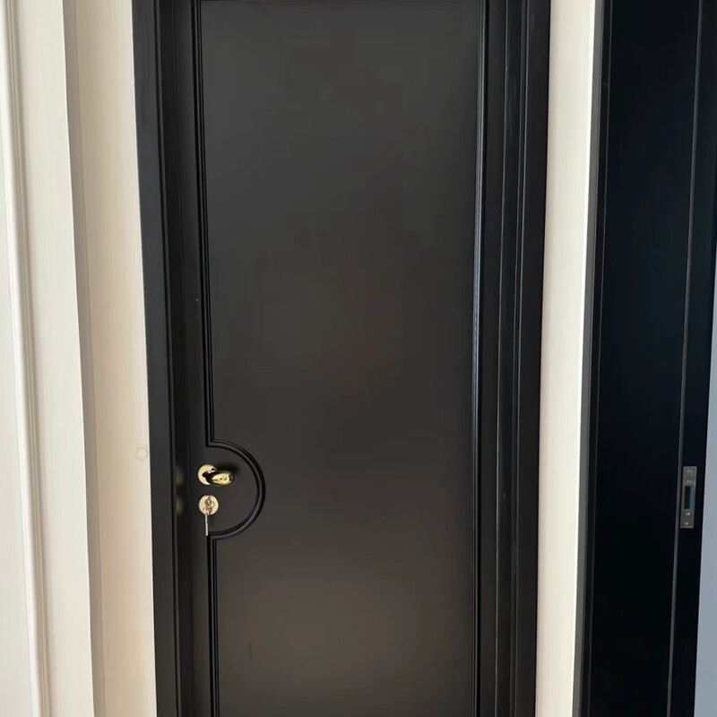 Special-shaped buckle modern simple solid wood composite door set environmentally friendly solid wood veneer painted with hardware