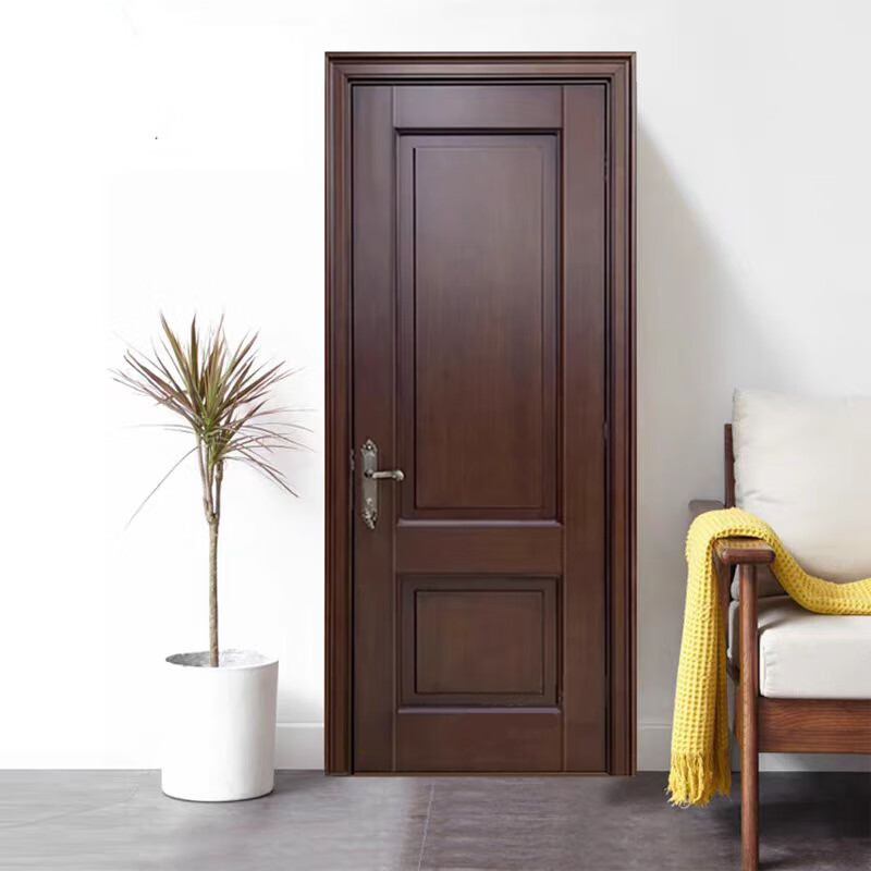 New Chinese style bedroom door oak solid wood door walnut wood door interior door paint door villa room door custom rubber wood solid wood paint door 1