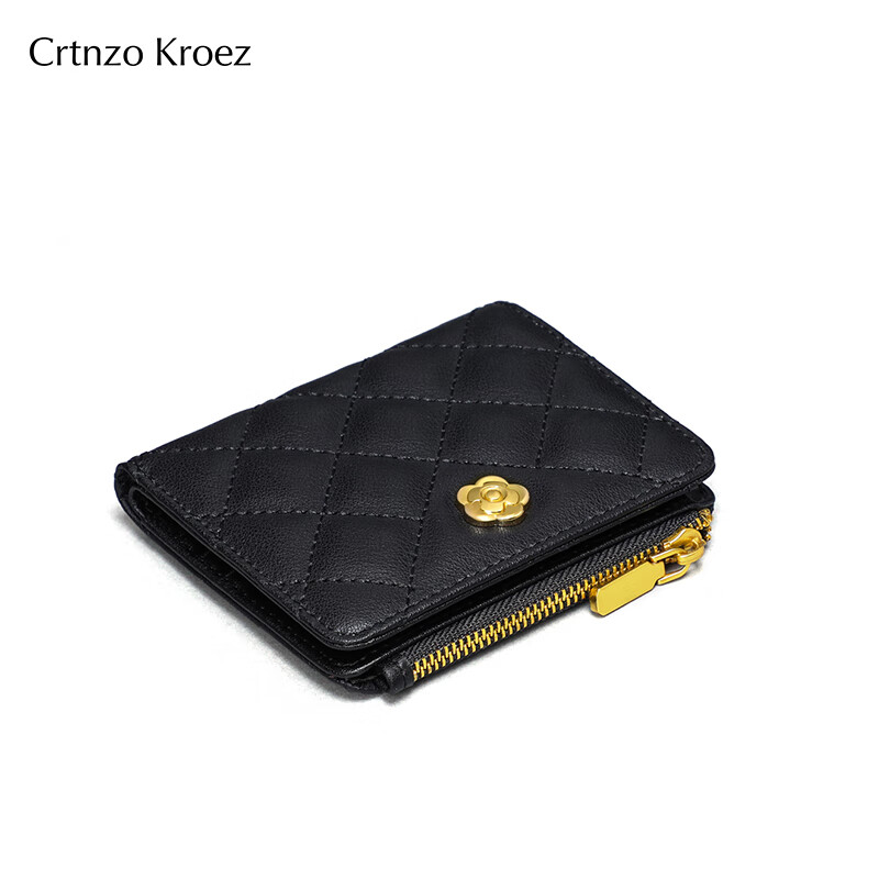 CRTNZO KROEZ Light Luxury Wallet Women's Short 2026 New Coin Purse Women's Card Holder New Year's Valentine's Day Birthday Gift Practical Black - Light Luxury Gift Practical for Girlfriend Wife Girlfriend's Birthday Gift