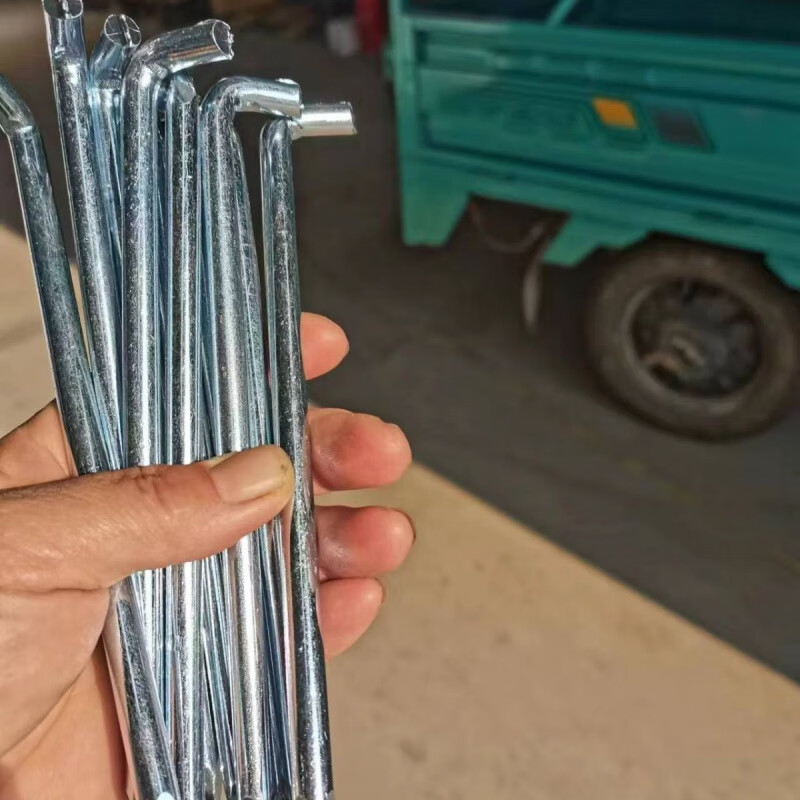 ZANLUTONG radiator hook nail support hook water pipe iron nail straight hook threaded iron hook gardening ground nail turf fixed steel bar ground nail straight hook (25cm long x 8.8mm thick) 10 pieces