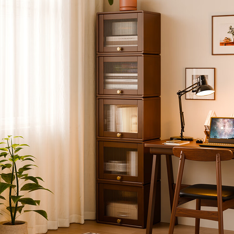 Jiayi solid wood bookcase combination cabinet floor-standing bookshelf free combination low cabinet TV cabinet grid cabinet home module storage cabinet