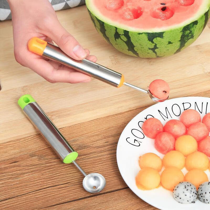Rice harvesting fruit fork, stainless steel watermelon fruit cutter, ice cream ball scoop, multifunctional fruit scoop, carved ball scoop, carved knife