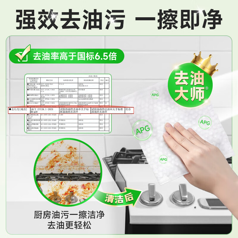 Deyou kitchen wipes 80 cigarettes*3 pack, enlarged and thickened to remove oil stains and wipe range hood wet wipes without hurting hands