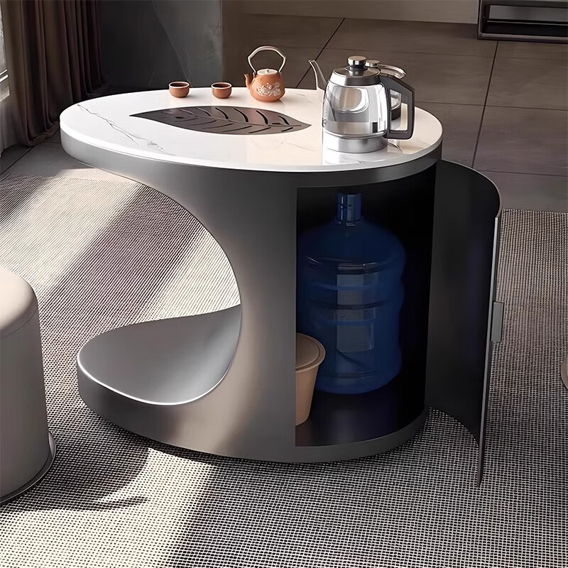 Hallodon balcony tea table tea table kettle integrated table slate tea table movable light luxury tea table tea table and chair combination multi-functional slate small tea table single table + 2 chairs