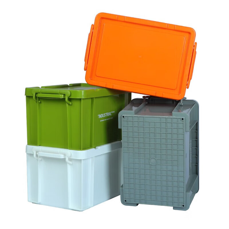 Taishi storage box with lid 520*380*320mm thickened plastic industrial style storage box logistics storage turnover box large storage tool box military green