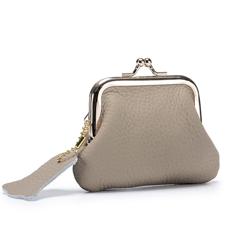 VANLEMN Danish Compact Genuine Leather Key Bag Coin Purse Women's First Layer Cowhide Coin Bag Mini Clip Bag Black Mini