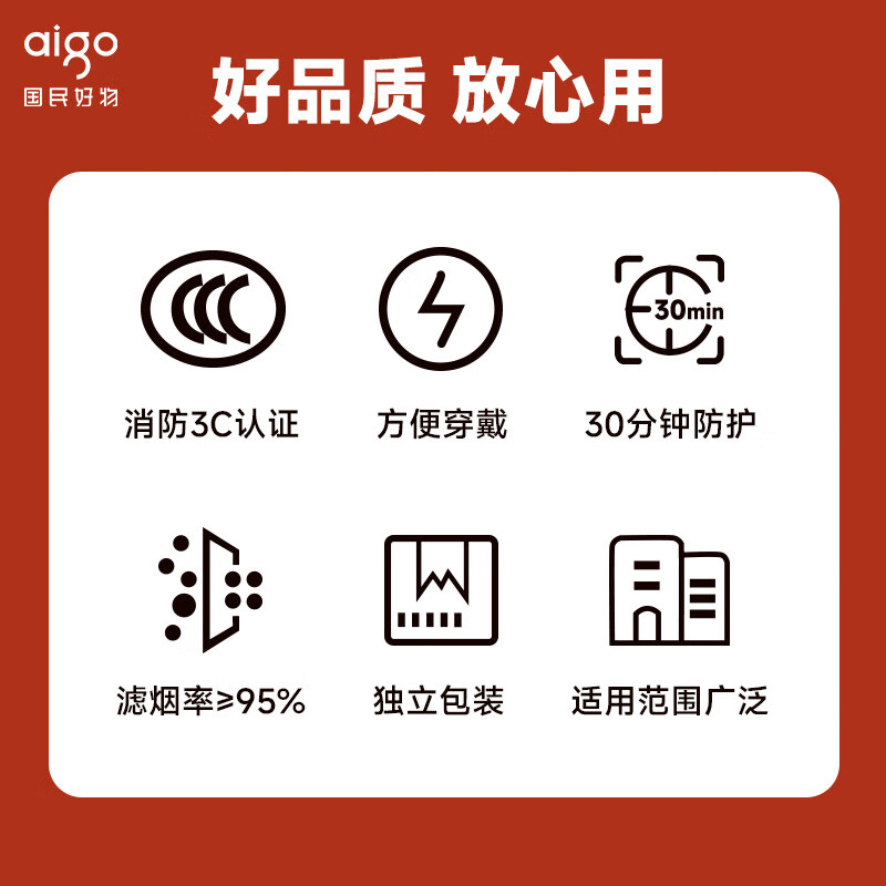 Patriot (aigo) gas mask, anti-pyrotechnic mask, fire protection 3C certified escape filter self-rescue respirator TZL30 national standard