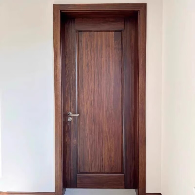 Solid wood door bedroom door ebony wood painted door walnut room door cherry wood interior door villa high-end ebony wood painted door