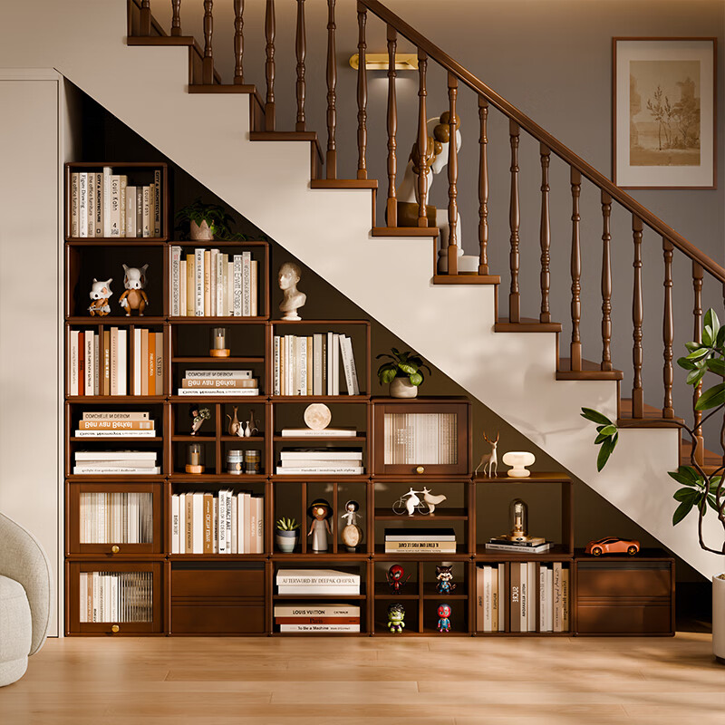 Jiayi solid wood bookcase combination cabinet floor-standing bookshelf free combination low cabinet TV cabinet grid cabinet home module storage cabinet