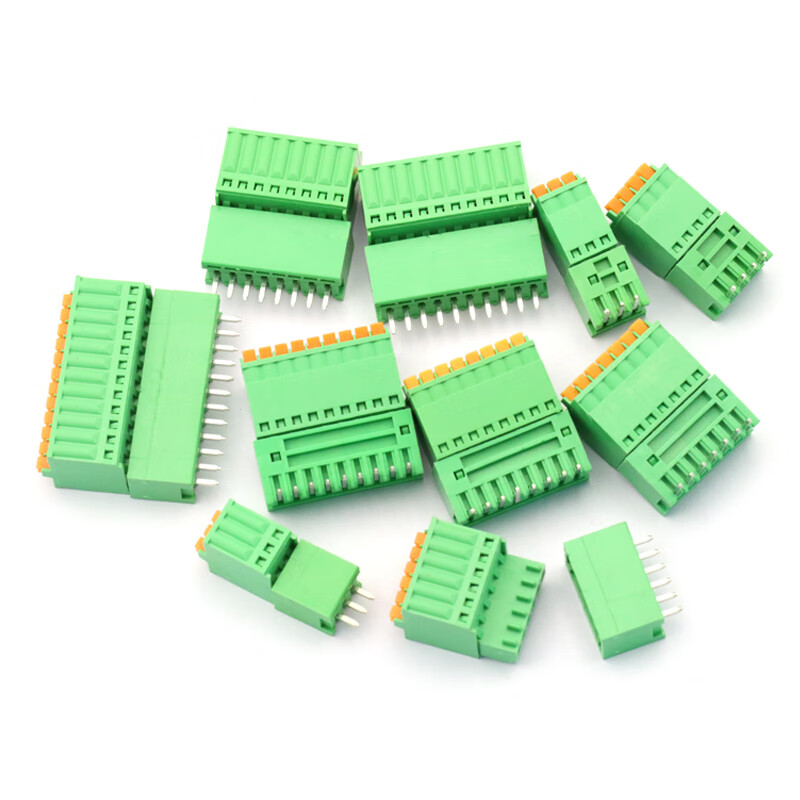 Dafuri KF15/2EDGKD 2.5/2.54MM plug-in PCB terminal block straight curved pin socket 2/3/4/5/1 2P straight pin + socket (1 set)