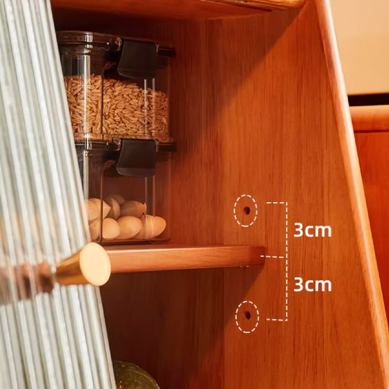 Yiliuyuan Solid Wood Sideboard Kitchen Shelf Wall Cabinet Home Dining Table Cupboard Storage Desktop Storage Cup Holder 45cm Sliding Door Cherry Wood Color - Completely shipped