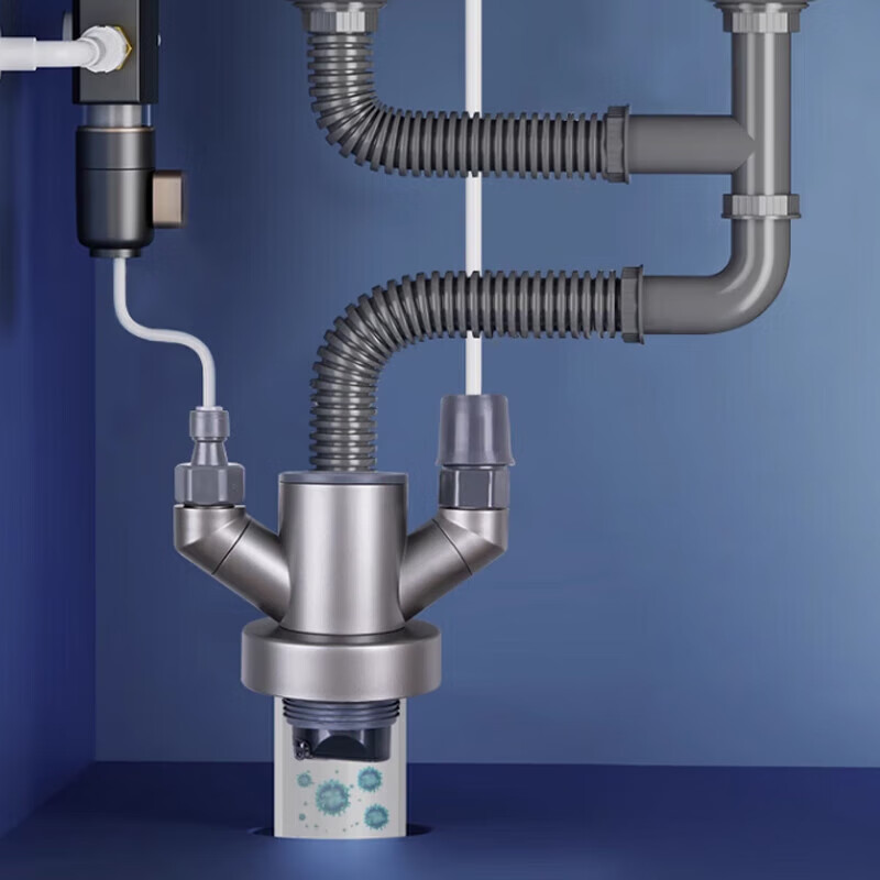 Dezhong kitchen sewer three-way sewer drain pipe three-way connector three-in-one anti-odor artifact anti-overflow water dispenser p152