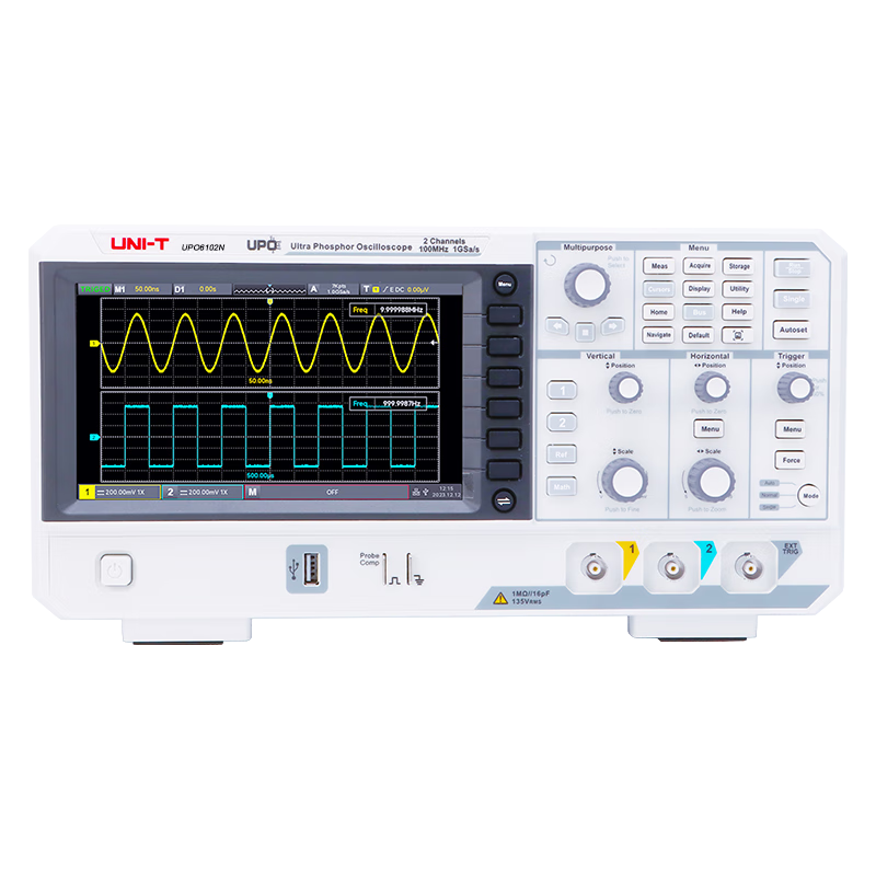 Unilever Industrial Products UPO6102N digital fluorescence oscilloscope high-precision digital oscilloscope dual-channel 100M bandwidth