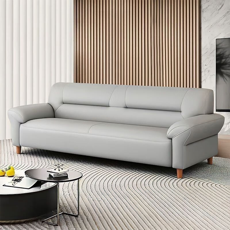 Ji Shilun Nordic leather sofa modern simple small apartment double three-seater living room home leather art sofa cat scratch leather cat scratch leather light gray + sponge + latex + solid wood frame three persons 1.7m - factory direct sales