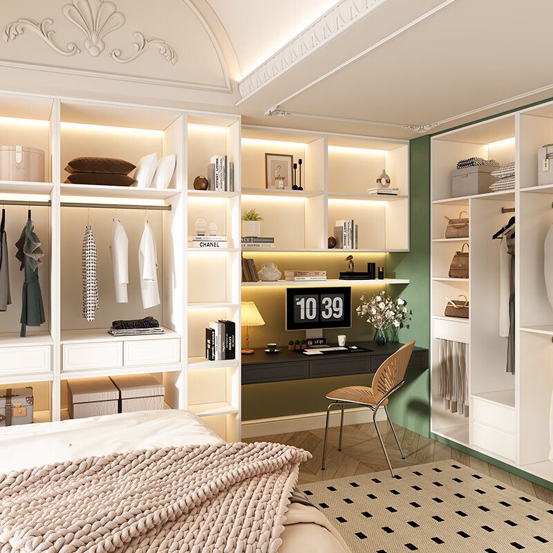 Piano retro cream style whole house customized study room with tatami bed and cabinet integrated functional room prepaid