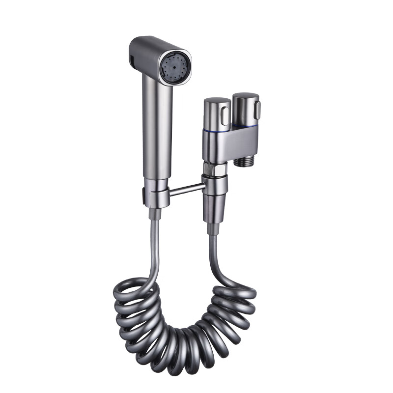 Jingyu toilet spray gun toilet companion one in and two out full copper angle valve set flusher high-pressure spray gun women's washer gold double control stainless steel spray gun set