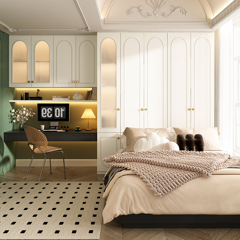 Piano retro cream style whole house customized study room with tatami bed and cabinet integrated functional room prepaid