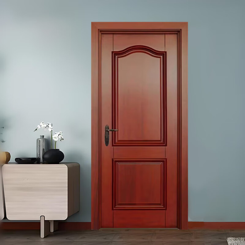 Solid wood door, bedroom door, oak painted door, walnut color room door set, indoor door, sanitary door, customized original wood door, rubber wood painted door style 1