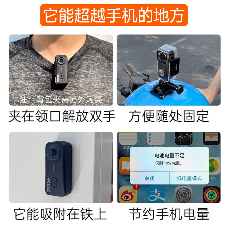 Mountain Dog G10+ thumb action camera 4K HD riding motorcycle driving recorder vlog fishing helmet chest small non-360 panoramic camera + 128G memory card