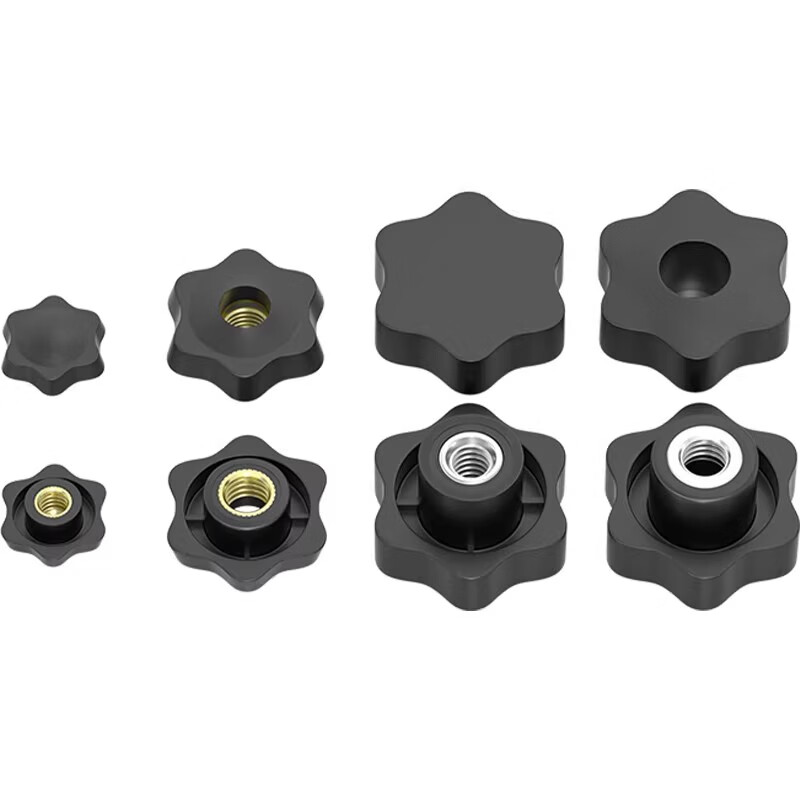 Tianzhuo Hardware through hole/blind hole plum blossom handle nut star handle bakelite knob rubber head hand screw nut M4M5M6M8M12 head diameter 25*M6-5 through hole copper core
