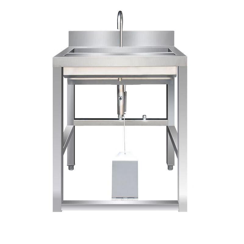 Meikejie stainless steel wash basin, commercial food factory, hotel foot-operated single-person and multi-person sink pool, can be customized, four-person 304 material, 200*48*110