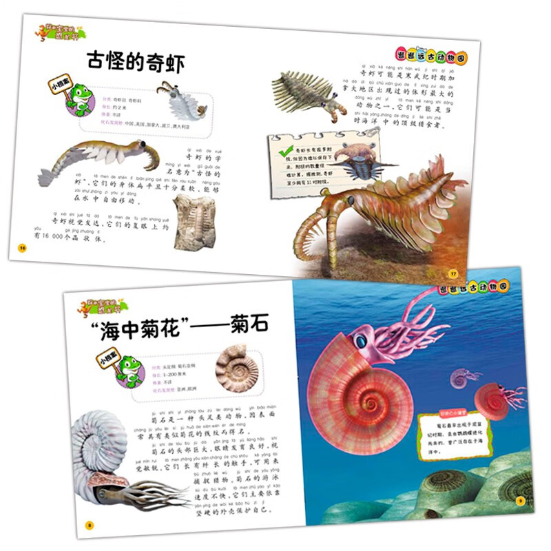 Curious Baby's Dinosaur Book 2 Volumes Ancient Zoo I'm Going to Compare the Beauty Color Pictures Phonetic Notation 3-9 Years Old