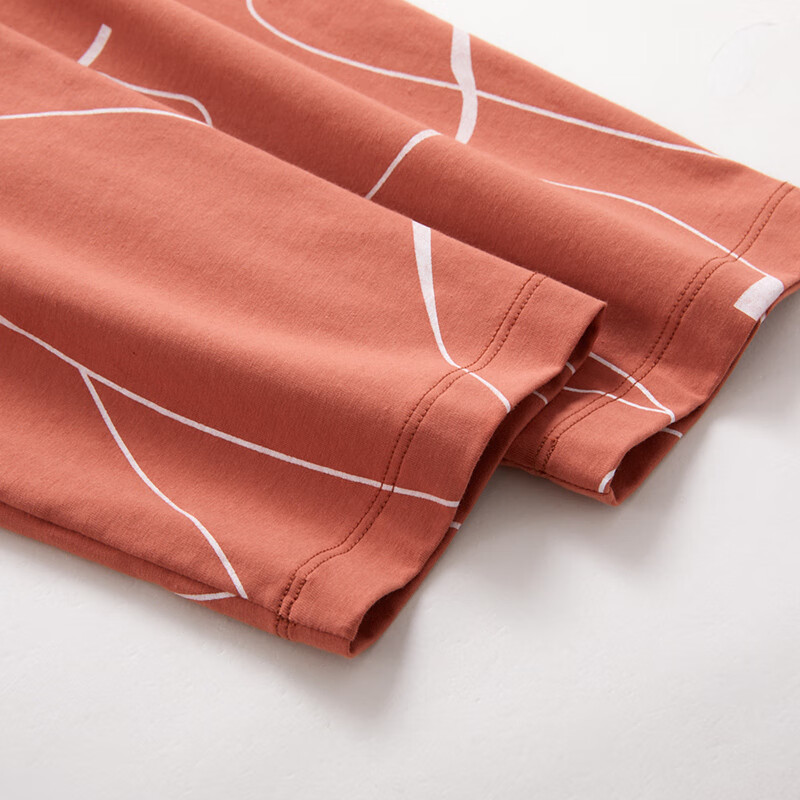 Three Guns Ice Cube 2025 Spring and Summer Women's T-shirt Cool Feeling Ice Spring Cotton Antibacterial Anti-mite Sunscreen Casual Mid-Sleeve Blouse Water Wave Orange L (165/90)