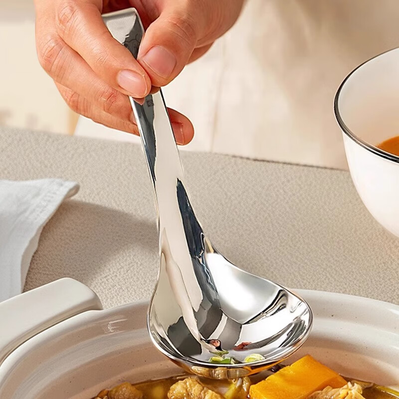Guofeng 316 stainless steel spoon household eating spoon food grade porridge spoon meal spoon drinking spoon large 316 steel diversion spoon small size 1 pack