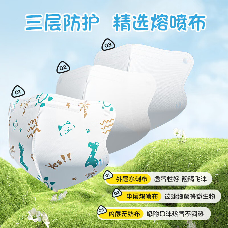 Super Asia children's 3D three-dimensional mask medical surgical children's mask 6-12 years old breathable autumn and winter anti-pollen allergy 60 pieces