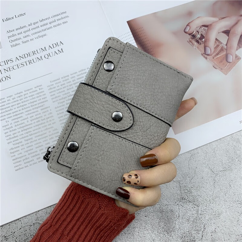 Woodpecker (TUCANO) Light Luxury 2025 New Wallet Women's Short Korean Style Simple Frosted Two-fold Buckle Wallet Multi-Function Card Holder Change Black Collection Add-on Purchase + Small Gift