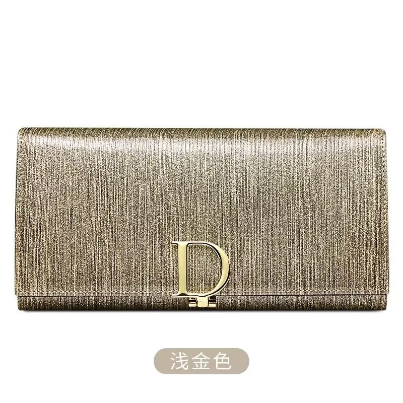 Kuqi Kangaroo Women's Wallet Women's Long Handbag 2025 Hot Style Genuine Leather Trendy Simple Multi-Function Wallet Women's Hand Leather Clip Bright Gold